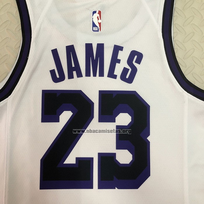 Camiseta Los Angeles Lakers LeBron James NO 23 Ciudad 2022-23 Blanco